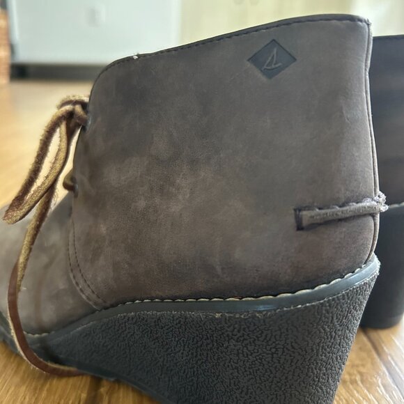 Sperry Top-Sider Greige Booties Size 6 Raised Wedge - Picture 8 of 8